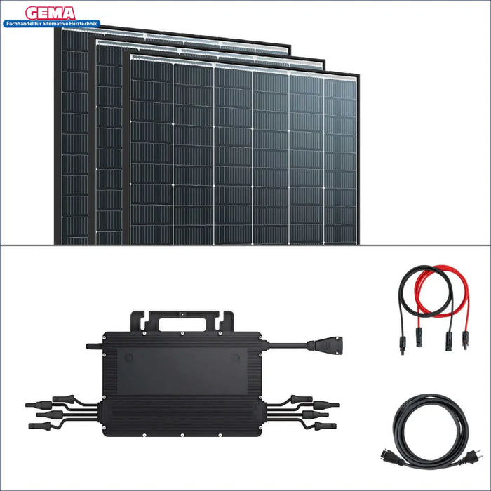 Balkonkraftwerk Set 870Wp ☀️ mit 3 Photovoltaikmodulen, Mikrowechselrichter & Kabel für nachhaltige Energie ⚡️