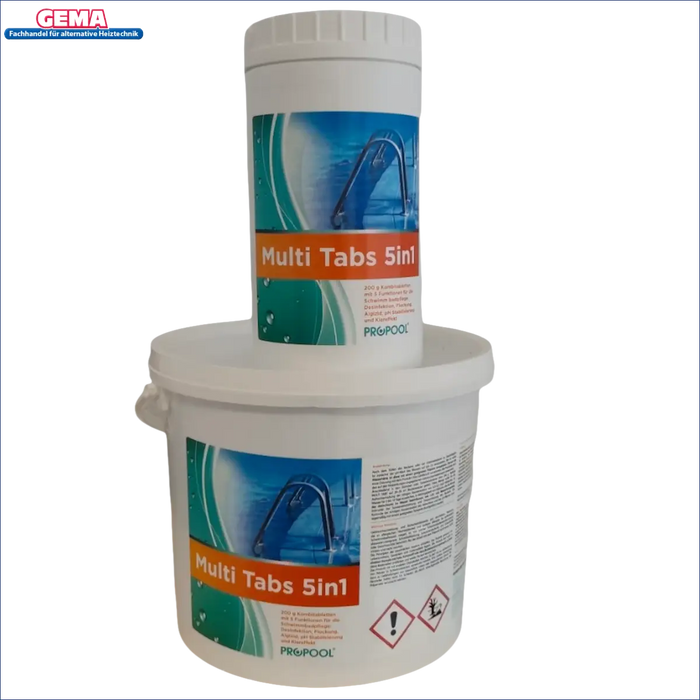Weiße Pool-Chemikalienbehälter für Chlortabletten in 5-in-1 Poolpflege System