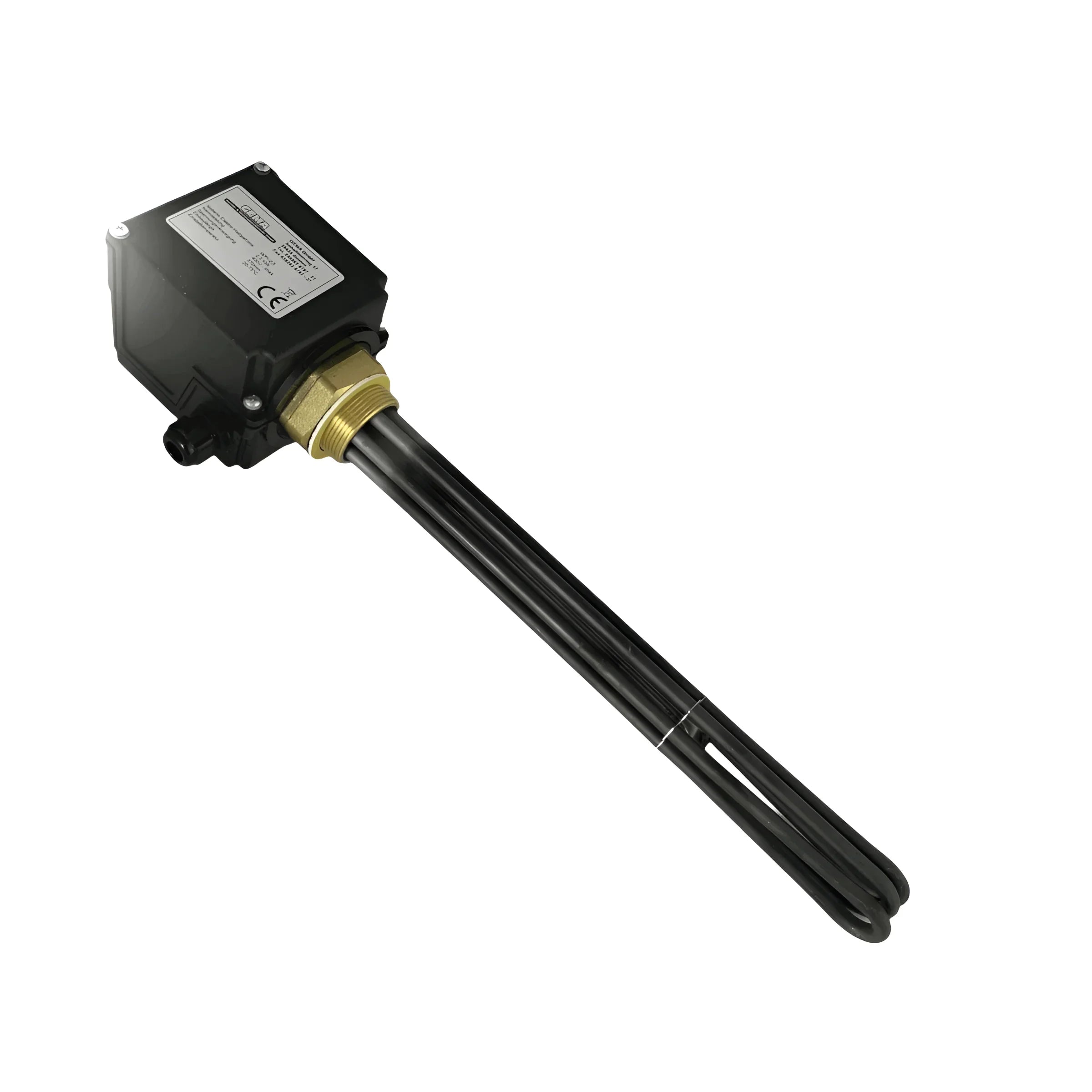 Immersionheater mit schwarzer Steuerbox, Messinganschluss für emaillierte Behälter und Boilers