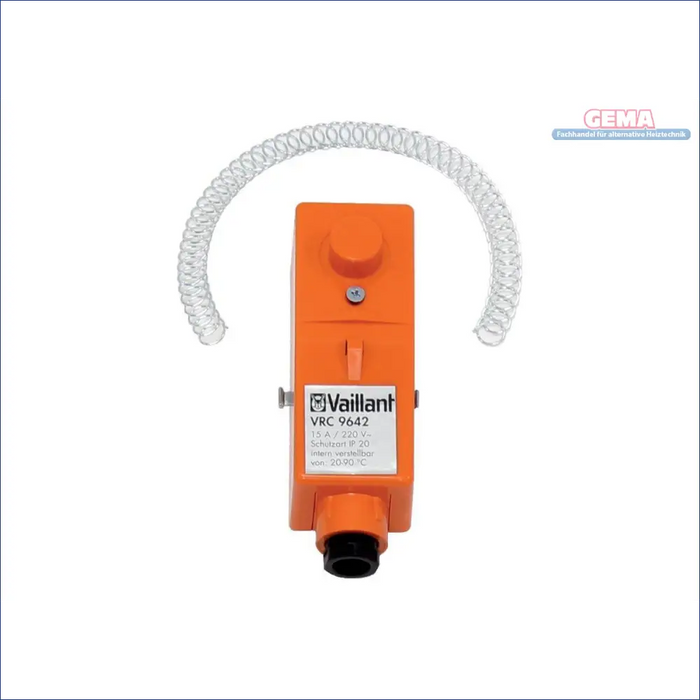 Orangefarbenes Vaillant VRC 9642 Heizkesselthermostat mit Kabel, elektrische Komponente