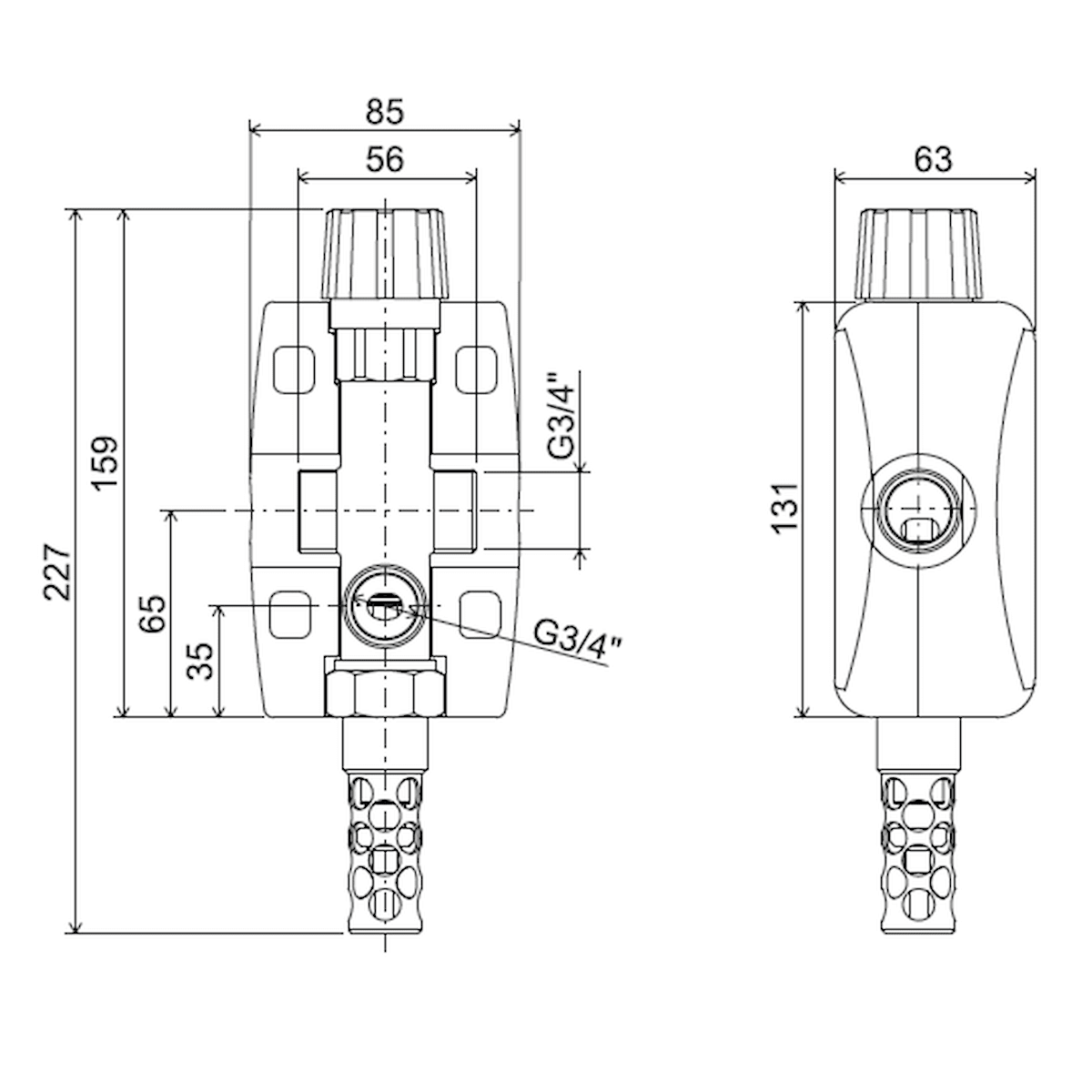 Regulus DBV2 ¾" doppelte Thermische Ablaufsicherung - 2 - Wege - Ventil - GEMA Shop