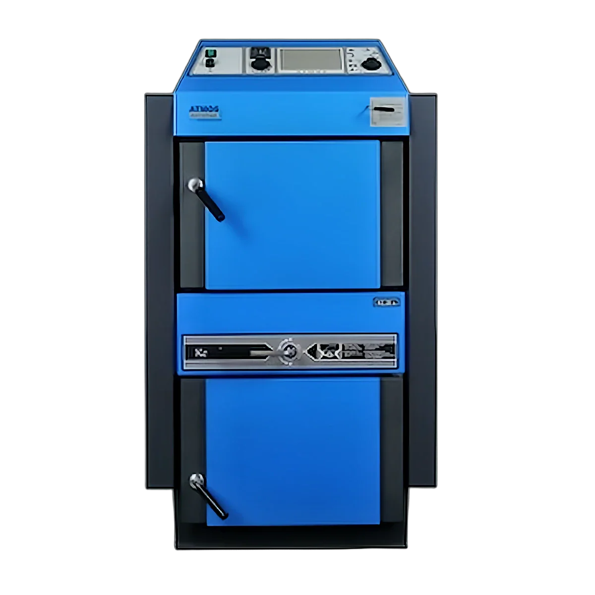 Blaue und graue Holzofenheizung mit Brennstoffvergleichendes Element im Festbrennstoffkessel über 40 kW