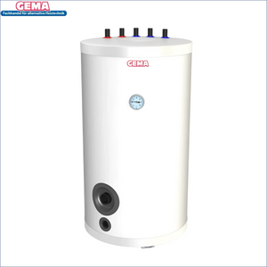 GEMA Warmwasserspeicher mit Heizstab und Temperaturskala für effiziente 🌞 Warmwasser-Erwärmung.