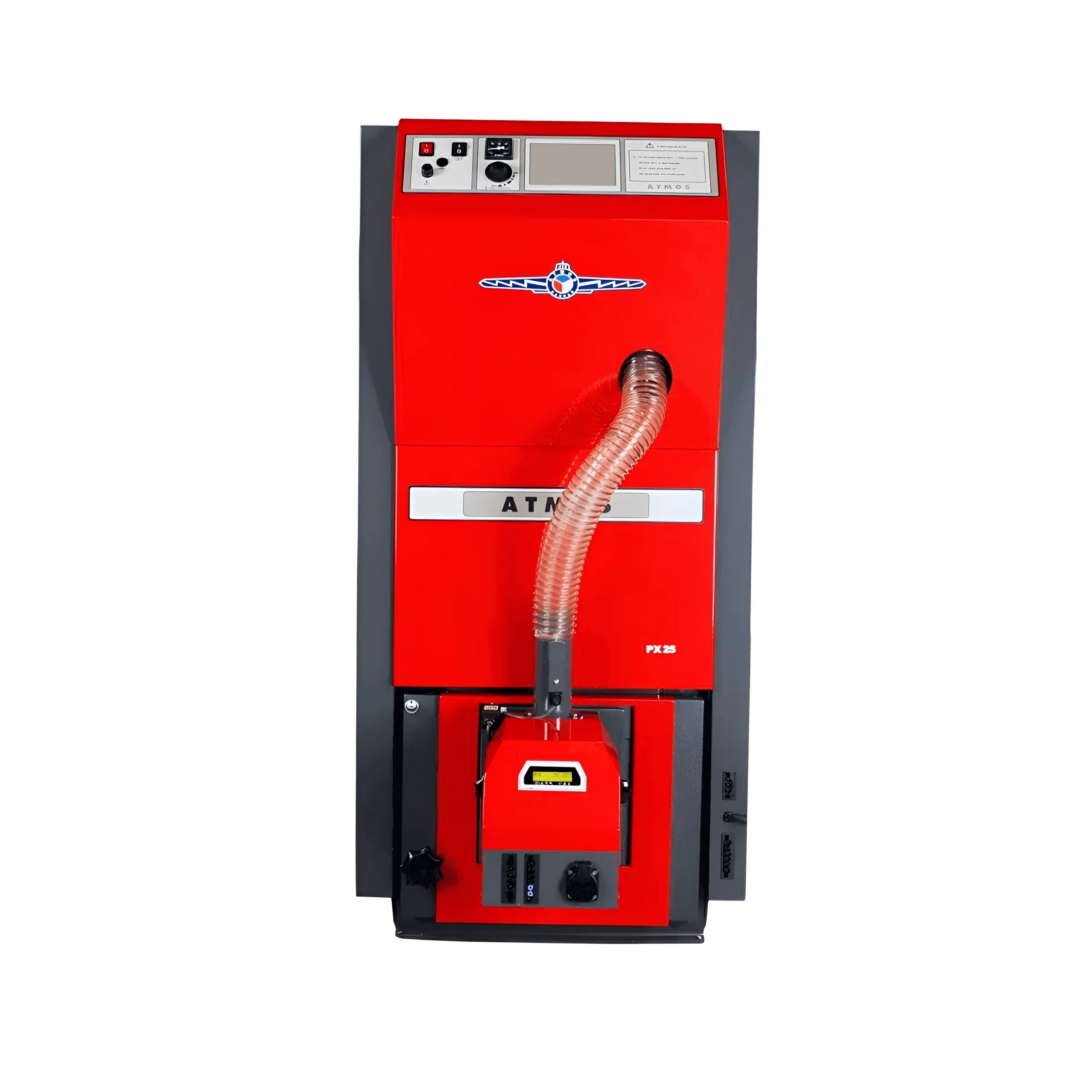 Pelletkessel ATMOS PX15 in rot, effiziente Heizung ab 15 kW mit moderner Technologie 🔥🔧