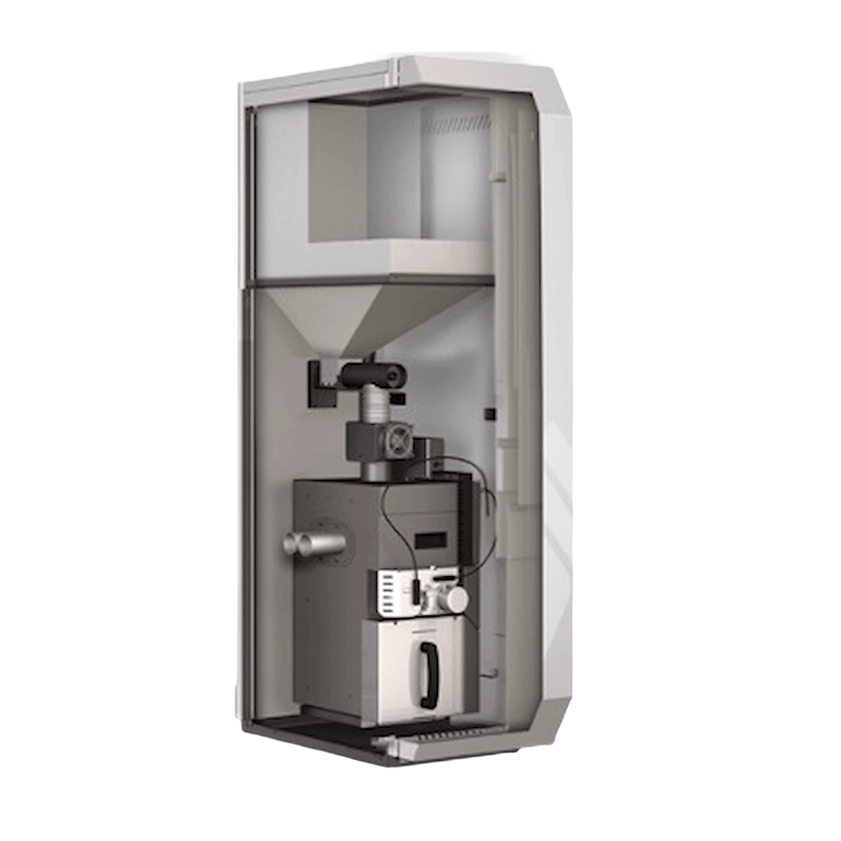 NMT PKP Kompakt Pellet-Heizkessel 23 kW für ☀️ Ein- & 🏠 Mehrfamilienhäuser, effiziente Handhabung und Biomasse-Heizung.