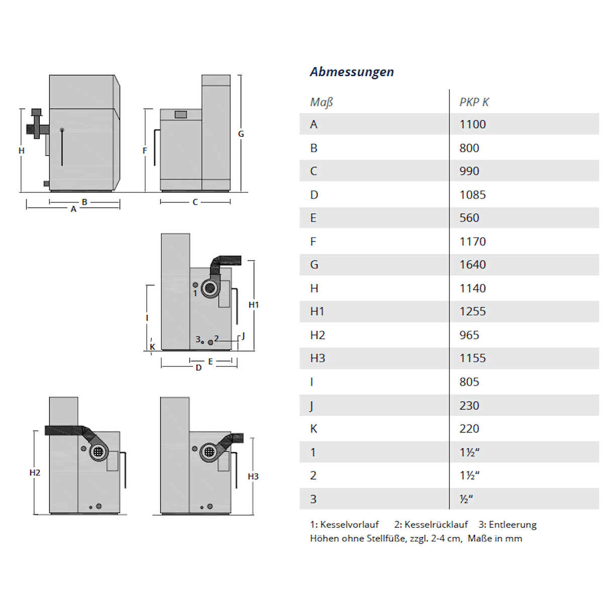 Maßstab der NMT PKP Kompakt Pellet-Heizkessel 23 kW mit Abmessungen für Ein- & Mehrfamilienhäuser 📏🔥