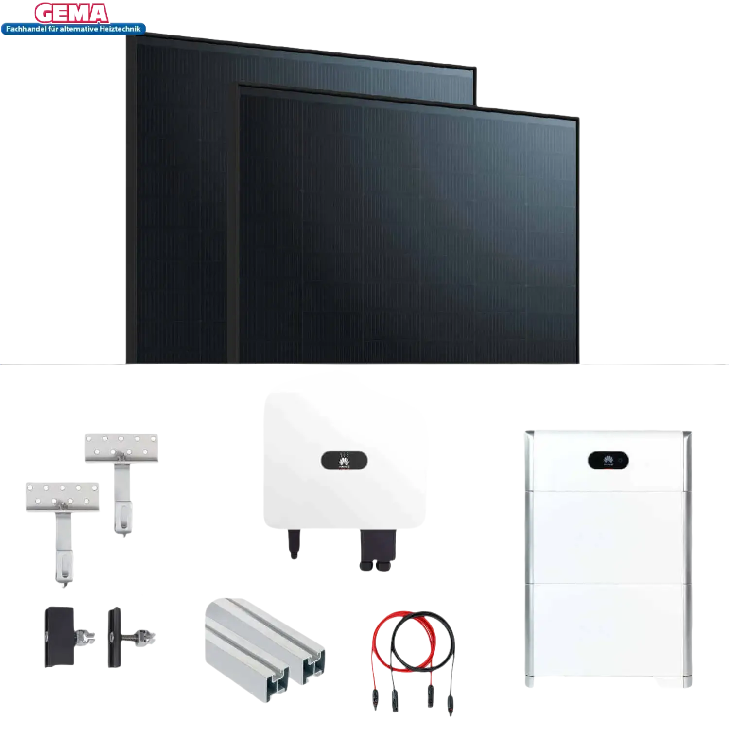 Solarpanele, hybride Wechselrichter Huawei Sun2000-8KTL-M1 und Solarkabel 6mm² in der PV-Anlage