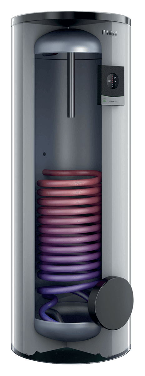 Vaillant uniSTOR VIH Warmwasserspeicher mit flexibler Kombination aus 🏠 Heizsystemen und Volumen von 300-500 Litern.