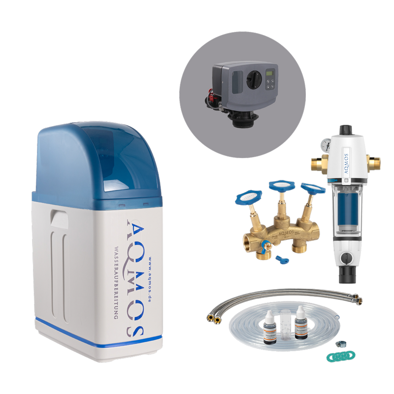 AQMOS R2D2-32 Water Softening System Set with Backwash Filter, Connection Set and Mounting Block