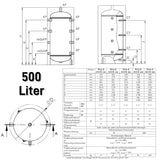Uppvärmning av vattenbuffertminnet 500 liter