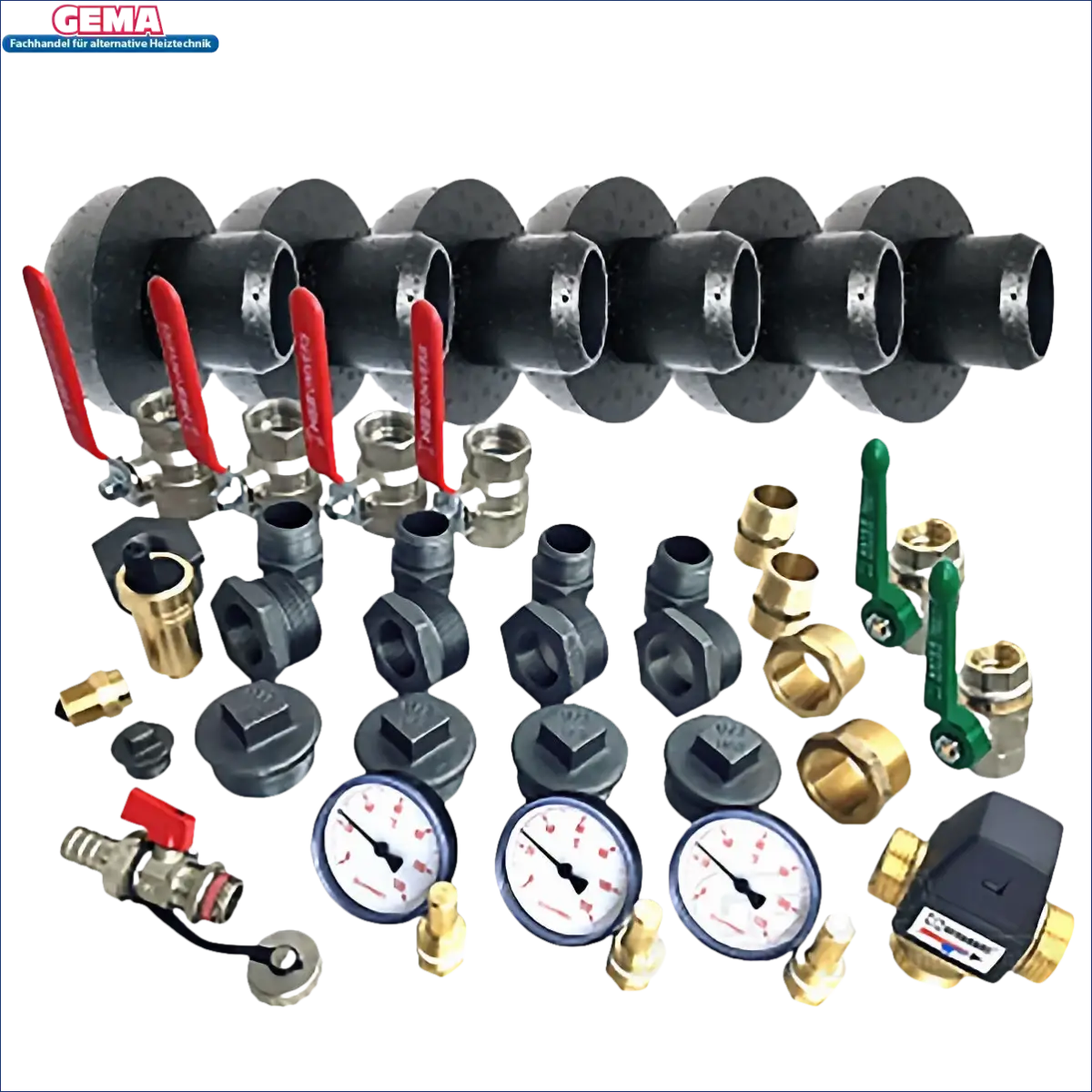 Plumbing manifold and fittings for anschlusspaket kombispeicher mit brauchwassermischer hydromix und messing durchgangsventil