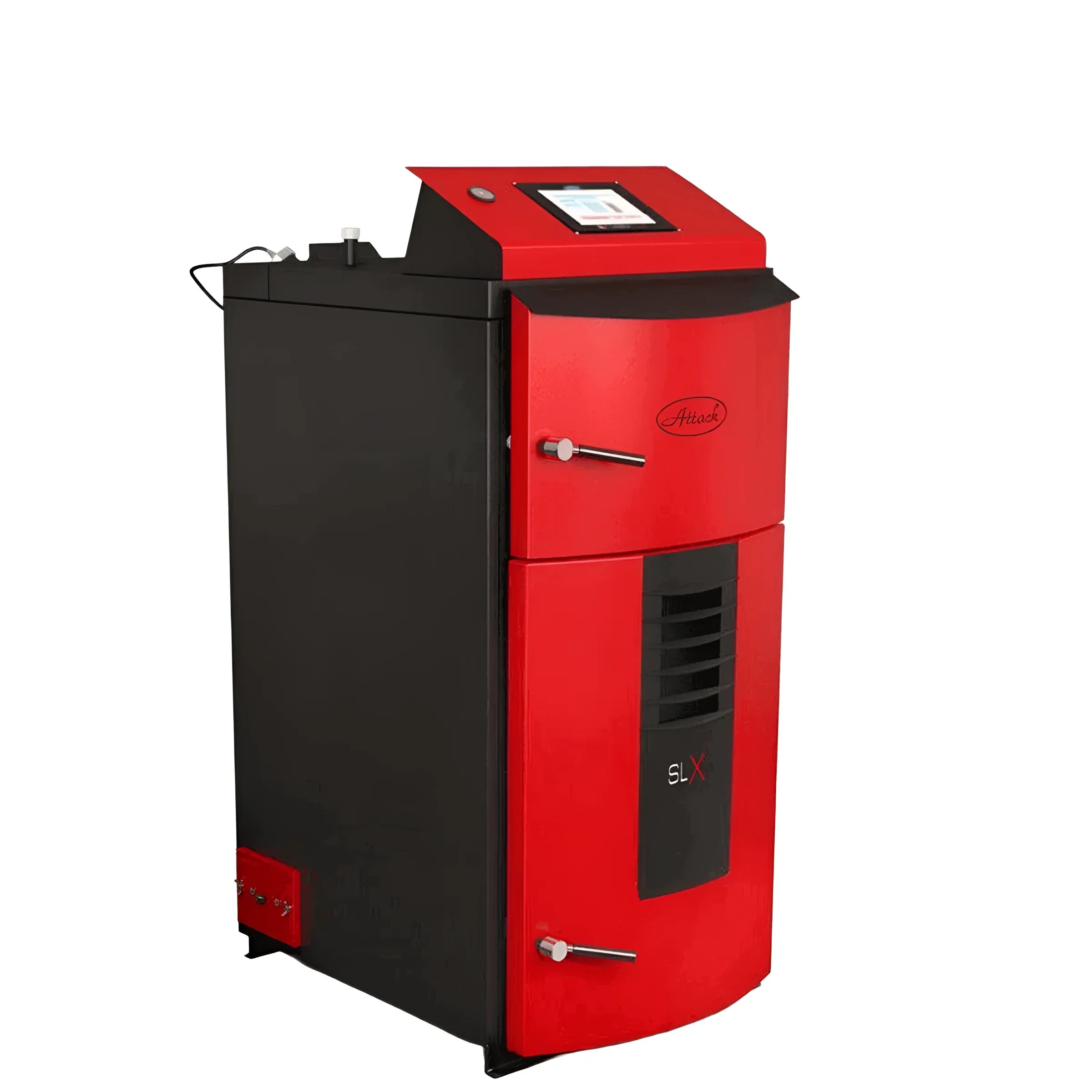 Holzvergaser Attack SLX 🔥 Touch - effizient, umweltfreundlich & modern in Rot und Schwarz, ideal für Heizung.