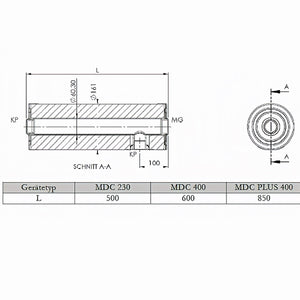 Schematic drawing and dimensions of the Nachheizmodul MDC 230, 400, and PLUS 400, showcasing efficient heating support. 🔧✨