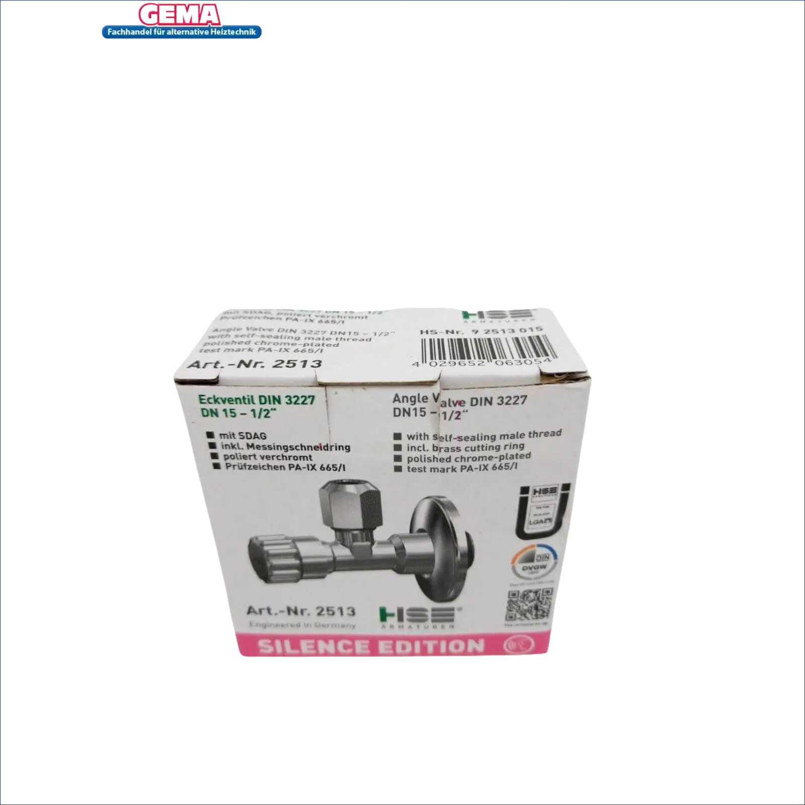 Angleventil in Verpackung, 1.2 Zoll selbstdichtend, inkl Messingschneidring, prüfzeichen pa-ix665