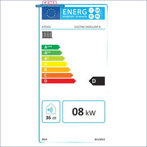 Energieeffizienz-Label für Elektrokessel ATTACK Electric Exellent 8 kW, bar max, unkompliziert