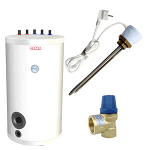 Trinkwasserspeicher 120L 💧 mit Druckminderer und Heizstab 🔥 für effiziente Warmwasserbereitung.
