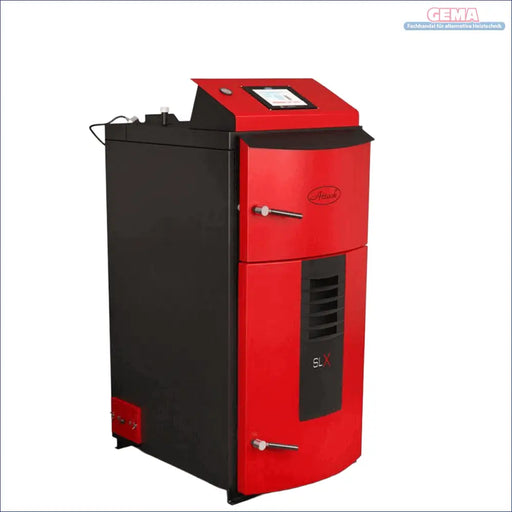 Roter und schwarzer Holzvergaserkessel Attack SLX Lambda Touch Heizkessel