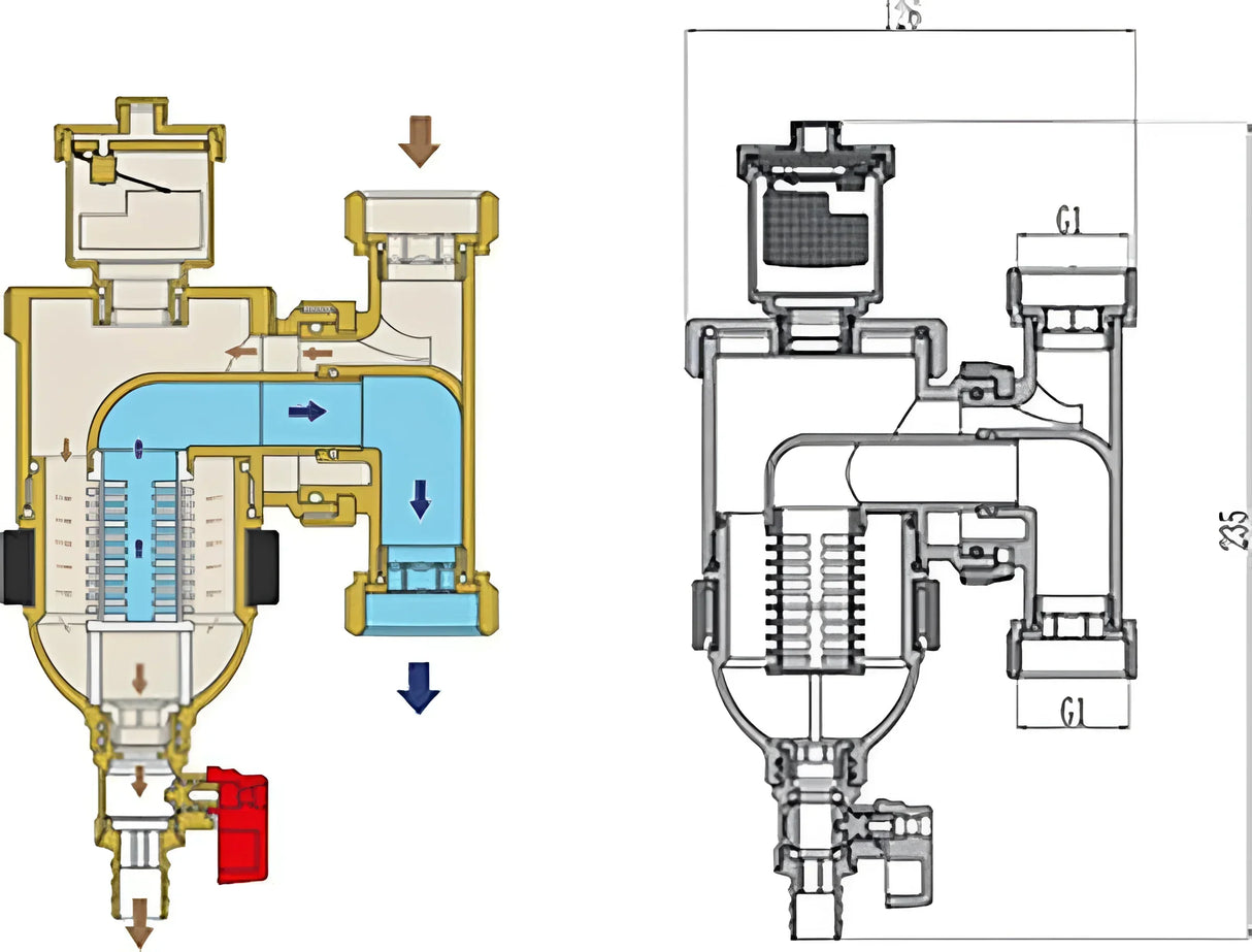 Schlammabscheider  DN 25, 1'' IG  Heizung Magnetitabscheider.