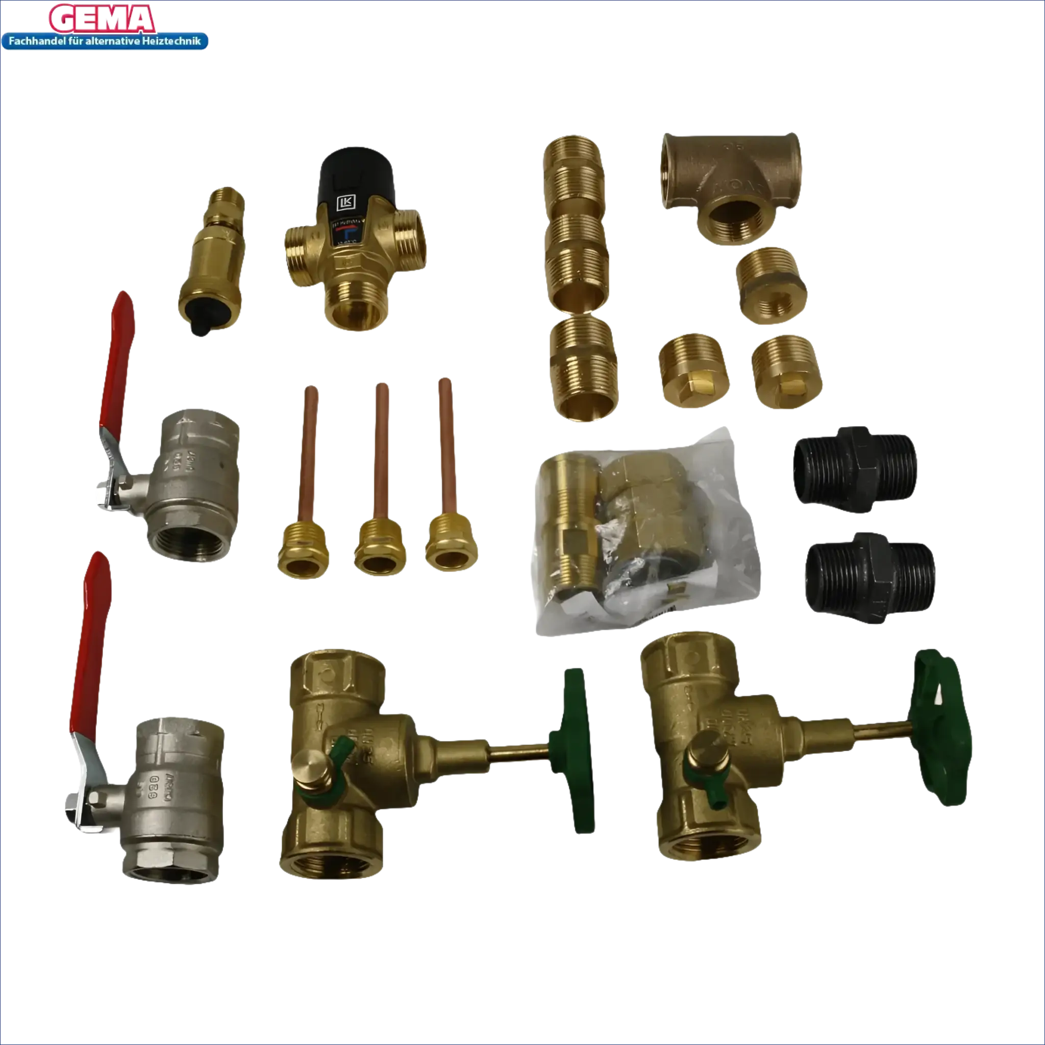 Assorted plumbing fittings für Sunex Fish S16 S16 Anschlussset mit Rotguss Stopfen