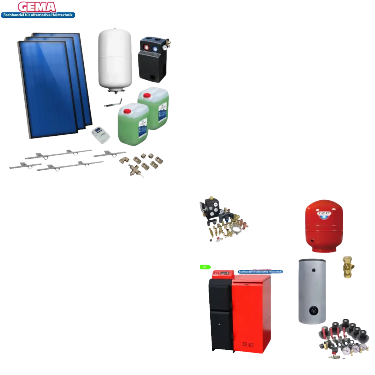 Solarthermie-Komponenten mit Thermoflux 25/135 plus Solarpaket III 7,17 m²