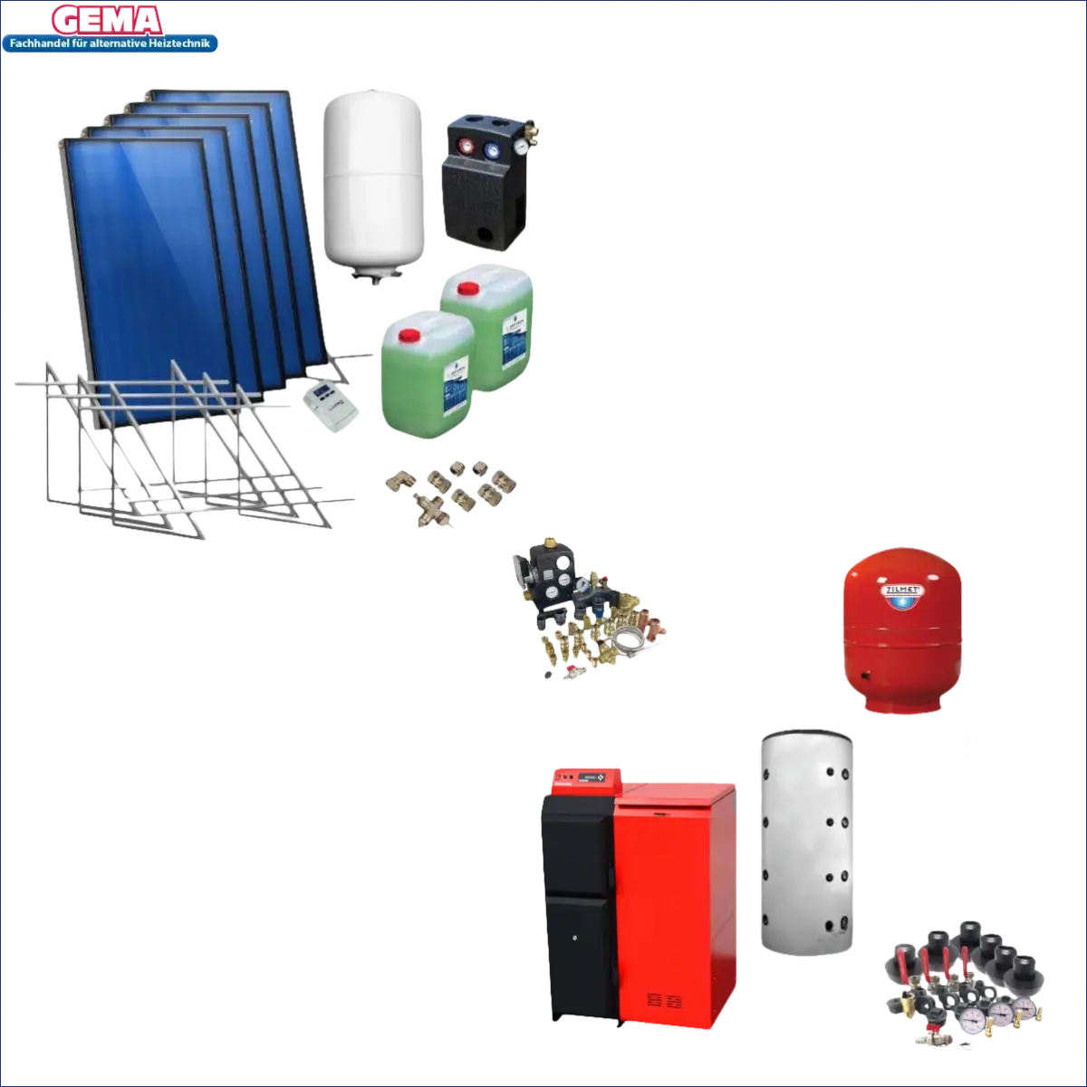 Sonnenwärmepumpen-Komponenten für Thermoflux 25/135 Plus Solarpaket mit Liter Hygienespeicher