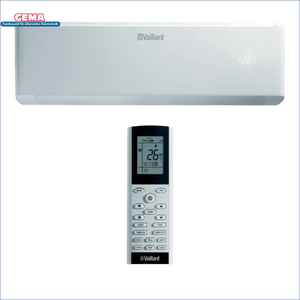Weißes Vaillant Wärmepumpe plus Klima mit Fernbedienung und arotherm split System