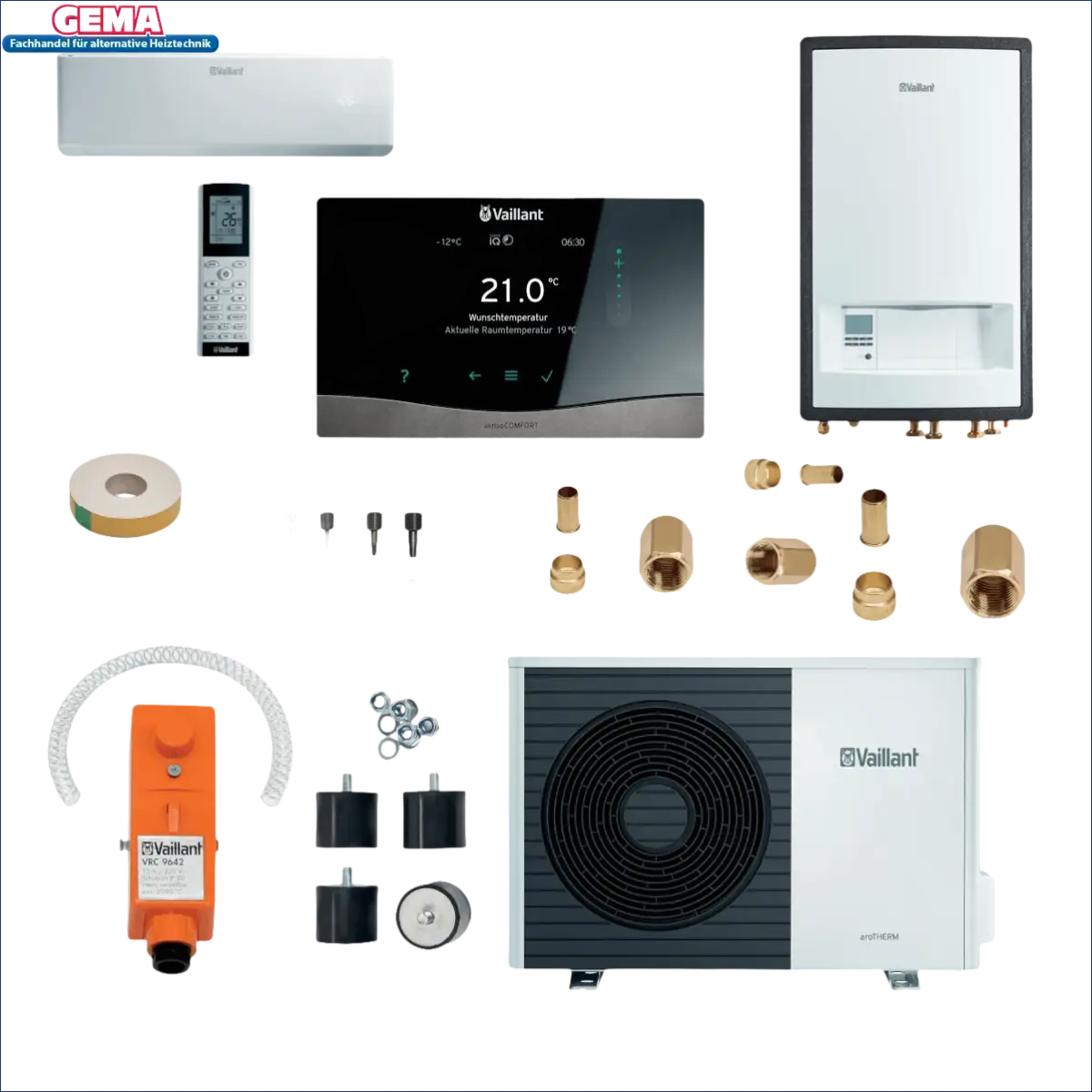 Bild der Vaillant Wärmepumpe Plus Klima arotherm Split mit Vaillant Hydraulikstation VWL