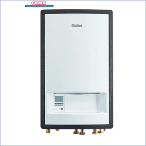 Weiße und graue wandmontierte Wärmepumpe plus klima arotherm split mit Vaillant Hydraulikstation VWL