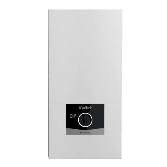 Vaillant Durchlauferhitzer electronic VED für Bad und Küche, liefert warmes Wasser 🌊, energieeffizient und platzsparend.
